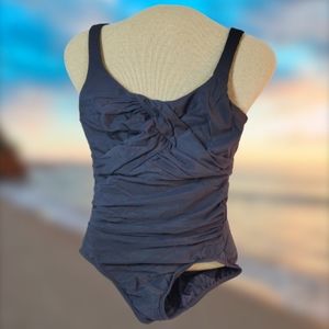 Lands End 1 piece classic black swim suit